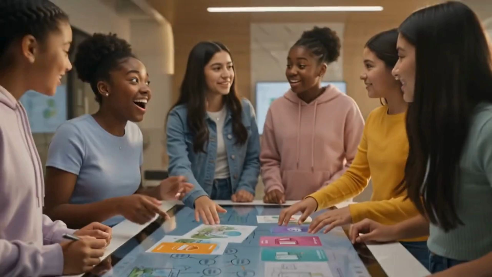Girls developing an innovative technology project